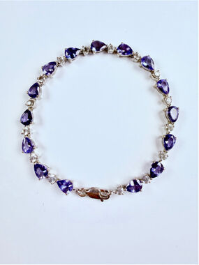 Fine 5.25 CT Catalina Iolite & 1.5 CT Topaz 925 Sterling Silver Tennis Bracelet